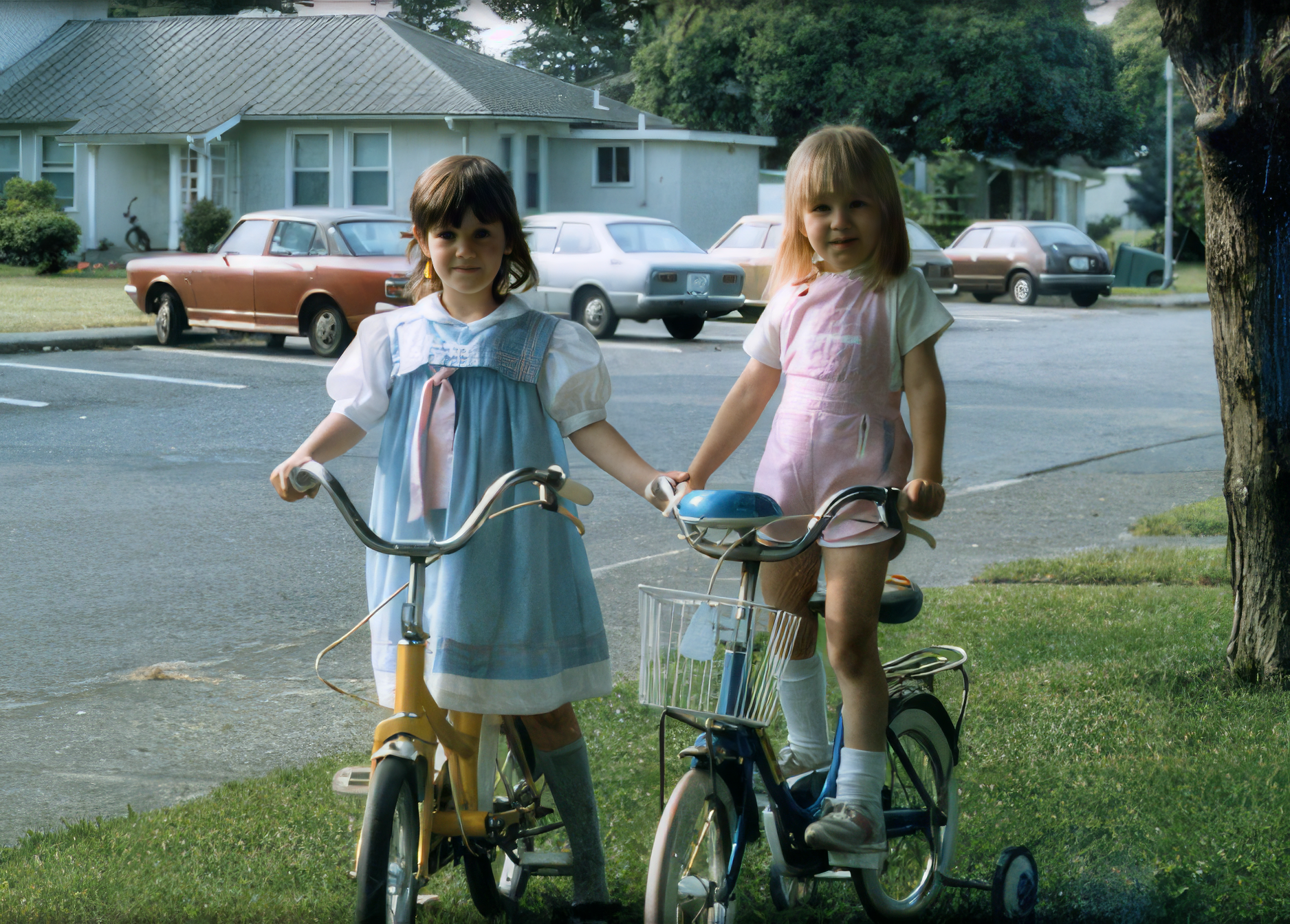 Christina with her friend Amy riding bikes in June 1985 in Sagamihara, Japan.
Christina with her friend Amy riding bikes in June 1985 in Sagamihara, Japan.