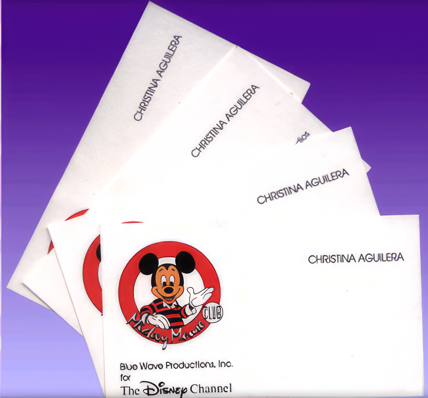 Mickey Mouse Club business card -- Christina's first.
