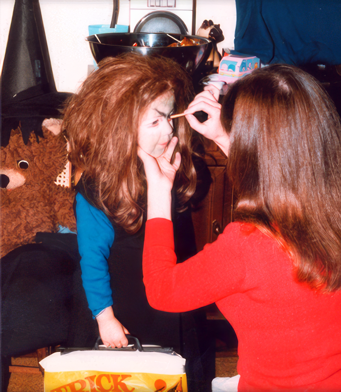 Christina, age 3, dressing up like a witch for Halloween.
Christina, age 3, dressing up like a witch for Halloween.