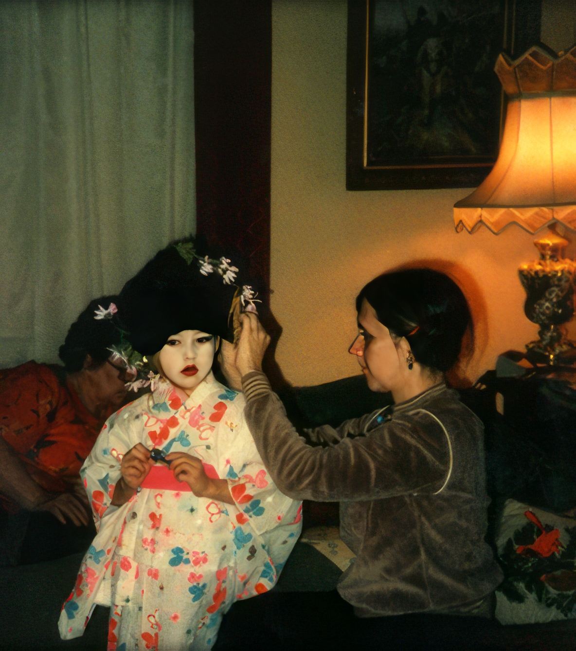 At grandmother's house, dressing up as a Japanese Geisha for trick or treating, age 6.
At grandmother's house, dressing up as a Japanese Geisha for trick or treating, age 6.