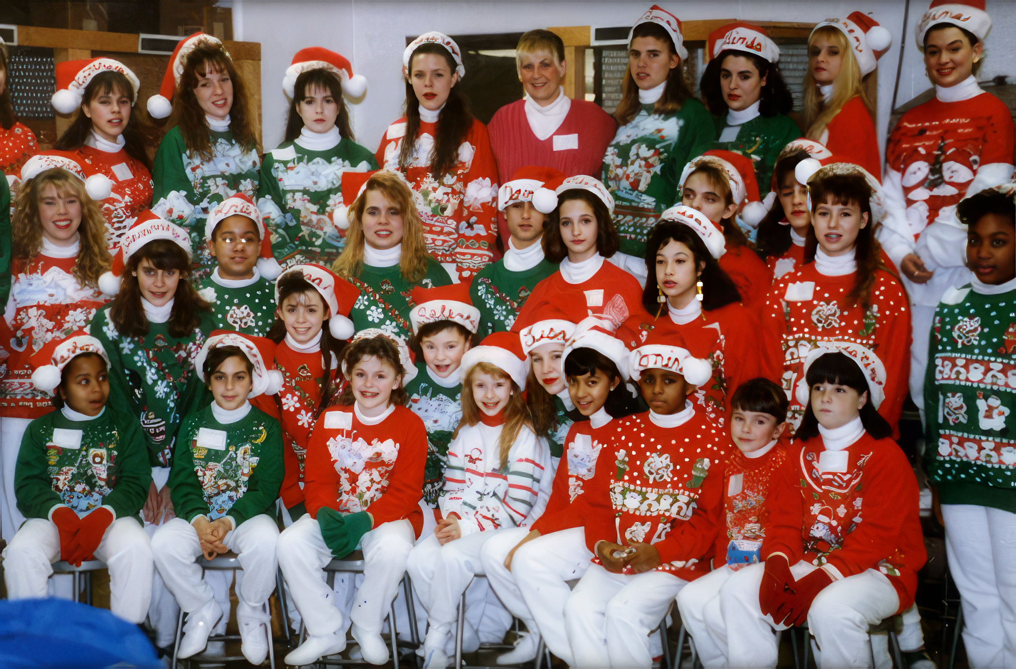 Christina in a group photo during a halftime show for the Pittsburgh Steelers, age 10.
