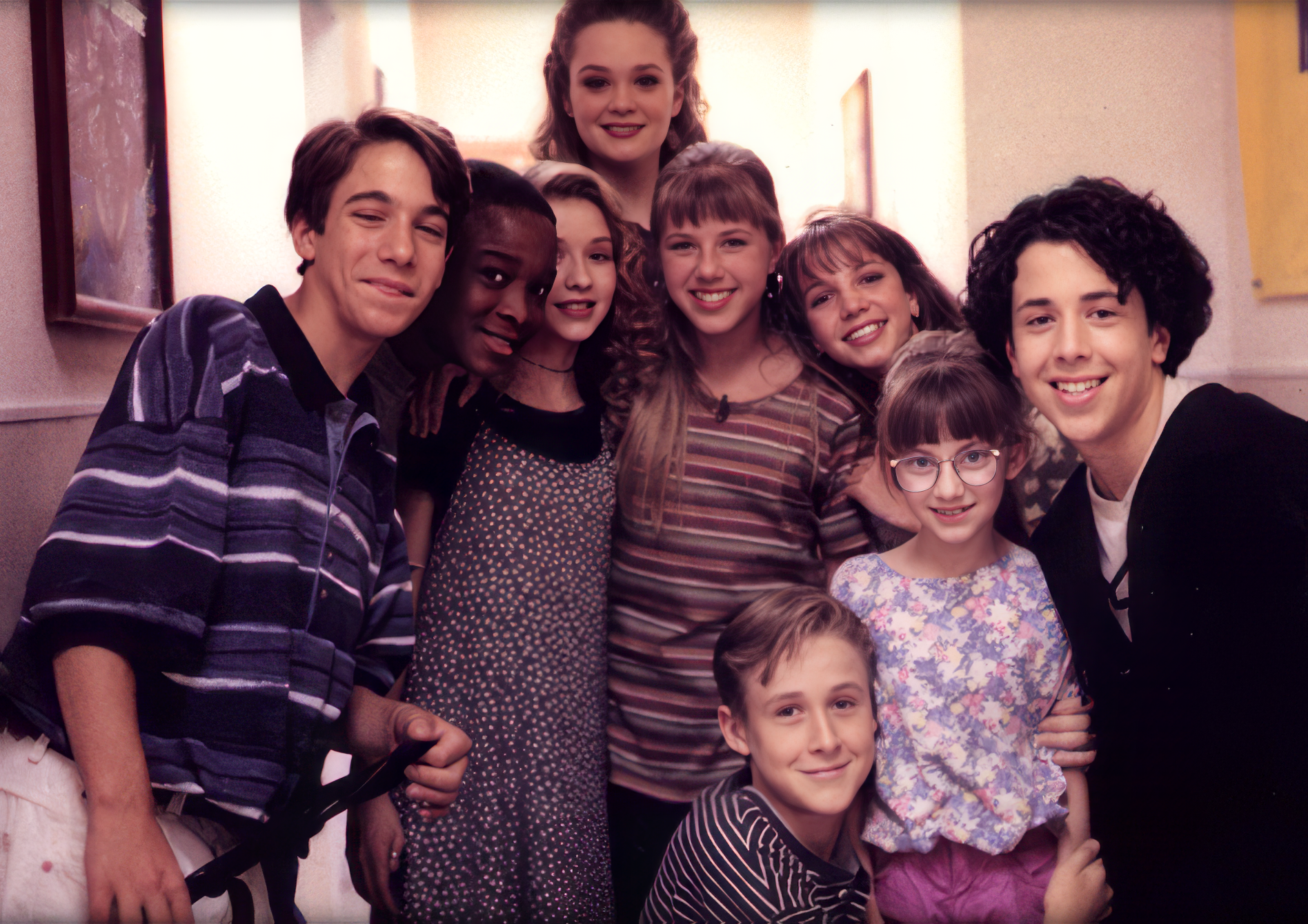 Christina and friends when they visited her on the set of the Mickey Mouse Club -- with her sister Rachel.
