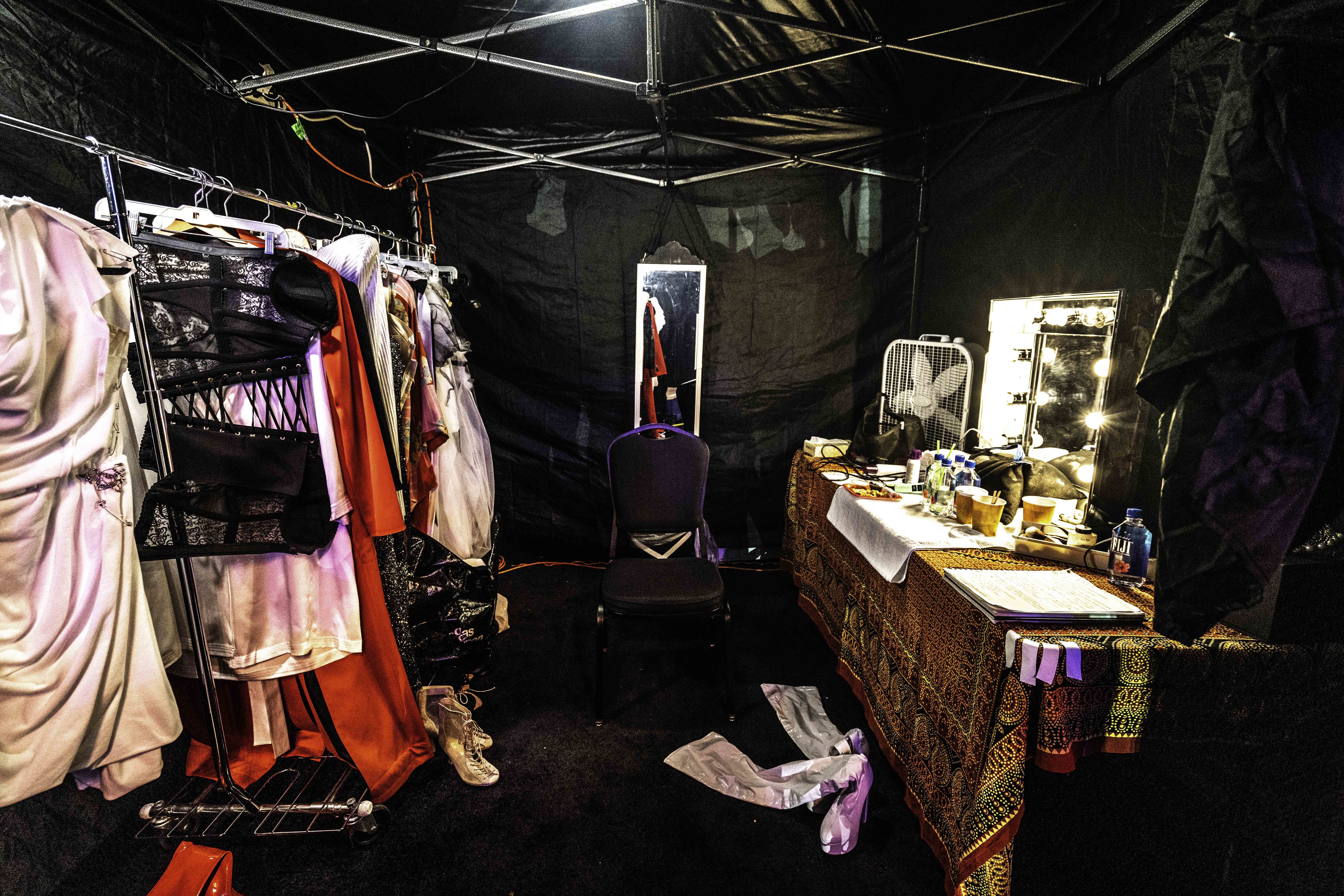 â€œThis is the quick change area where we do 10 insanely planned costume changes backstage. Itâ€™s pure chaos and I love every second of it.â€

